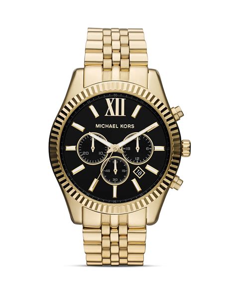 gold men's michael kors watch|Michael Kors lexington chronograph watch.